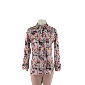 NEW TIZZIE women's confetti print blouse in pink